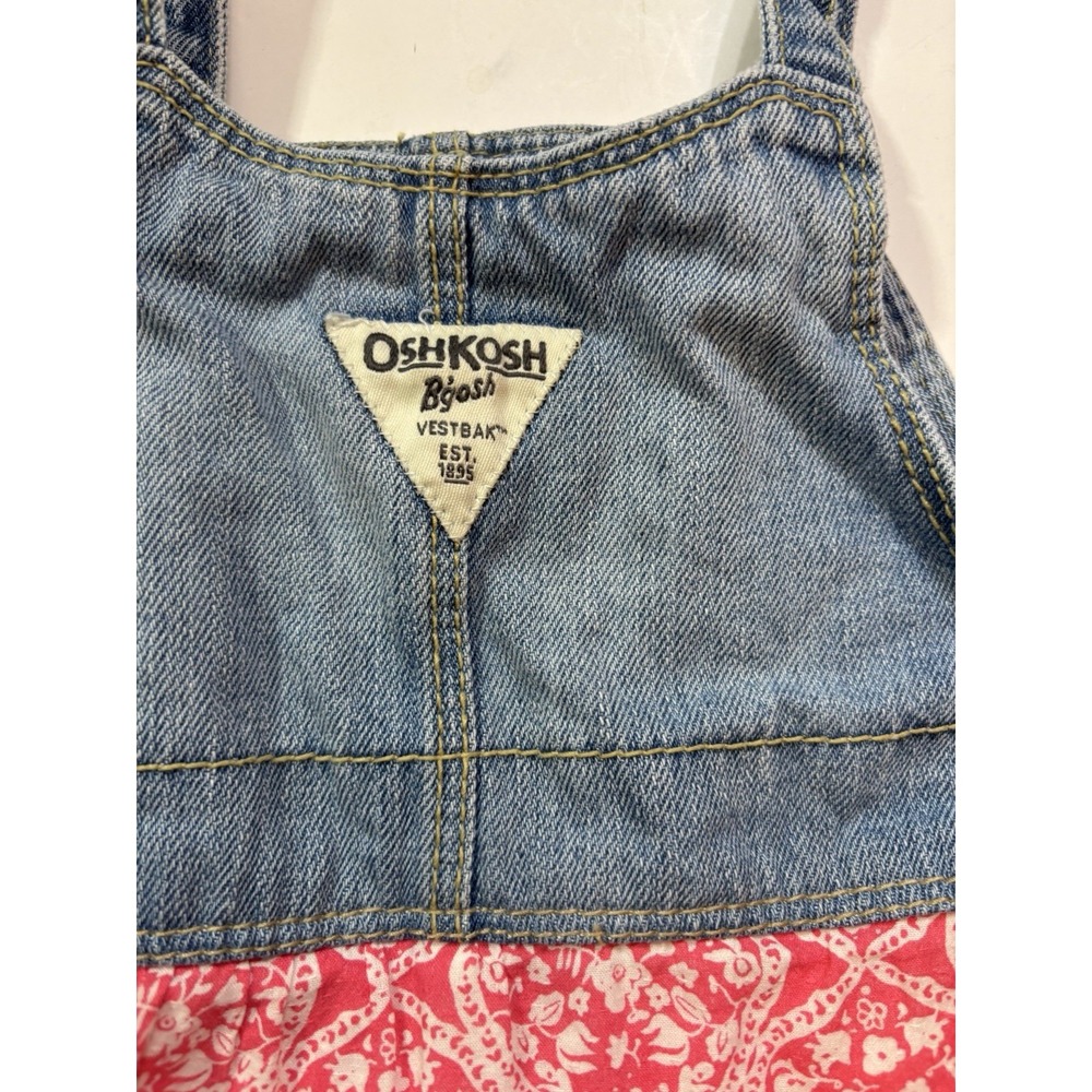 Oshkosh B'gosh Dress Double Tier Floral‎ Layer Denim Adjustable Straps Girls 2T - Picture 6 of 10